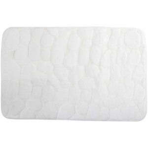 Tappeto bagno bianco MSV in microfibra Kiesel 40x60 cm con rivestimento antiscivolo.