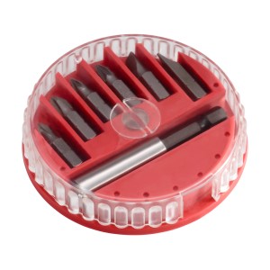 Bitbox 7 pezzi: Set di inserti assortiti con taglio, a croce e portainserti in custodia rossa.