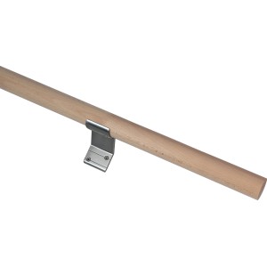 Kit de main courante en hêtre, 200 cm, avec support en aluminium pour usage intérieur.