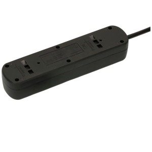 Multiprise noire Basic Line avec 5 prises de type 13 et trous de fixation.