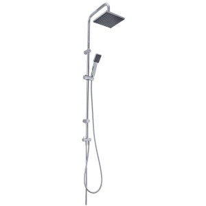 Système de douche chromé Diaqua Iason avec douche de tête et douchette, hauteur 125 cm.