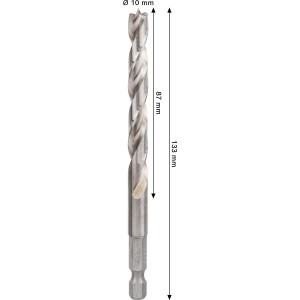 Punta per legno Bosch Pro Wood HSS, diametro 10 mm, colore argento. Punta per legno con codolo esagonale.
