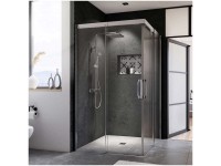 Breuer Schiebetür Panorama Eckeinstieg Chrom-Klarglas 90 x 90 cm Breuer Schiebetür Panorama Eckeinstieg Chrom-Klarglas 90 x 90 cm