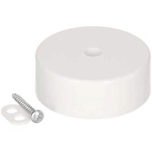 Cache-piton blanc Max Hauri (Ø 65 mm) avec vis et accessoires pour installation de lampe.
