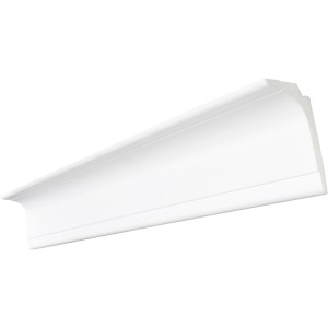 Profilé décoratif blanc Saskia, 100x56x2000 mm, pour plafonds, lumières ou rideaux. Polyvalent et adaptable.