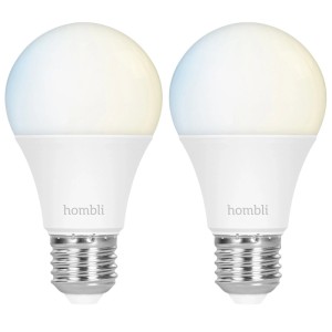 Due Hombli Smart Bulb E27, lampadine LED Wi-Fi dimmerabili con luce bianca calda e fredda.