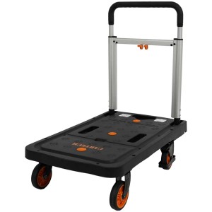 Carrello a piattaforma pieghevole Cartech, alluminio, portata 135 kg, (AxLxP) 65x40x90cm. Ideale per trasportare carichi pesanti.