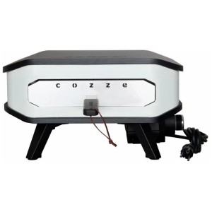 Forno per pizza elettrico Cozze bianco con pietra refrattaria, ideale per pizza croccante all'aperto.