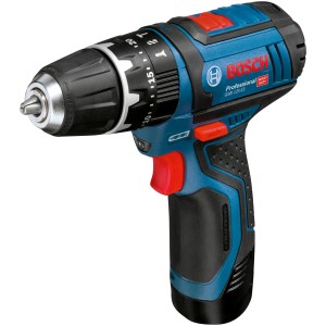 Visseuse à percussion sans fil Bosch Professional GSB 12 V-15, bleu/noir, avec batterie et sacoche.