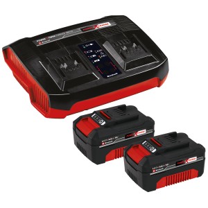 Einhell PXC-Starter-Kit : chargeur Twincharger et deux batteries 4 Ah pour appareils Power X-Change.