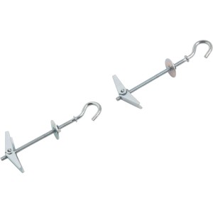 Due tasselli a molla LUX con ganci, 4x100 mm, per pareti e soffitti cavi.