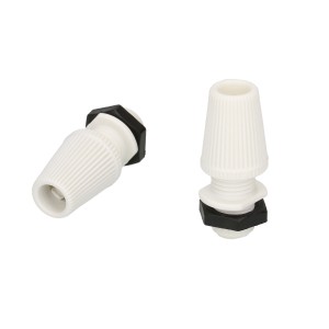 Set di 2 nippli di serraggio M10x1 con cappuccio a vite, bianco, per cavi campanello.