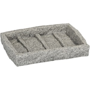 Wenko portasapone Granit, portasapone quadrato effetto pietra grigia per bagno e WC.
