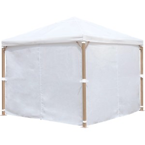 Gazebo Marana con struttura in acciaio effetto legno e pannelli laterali bianchi. Quadrato, 296x296 cm.