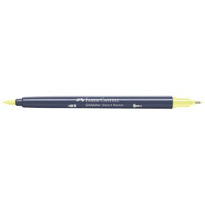 Faber-Castell Goldfaber Sketch Marker, lichtgelb lasierend, mit Pinsel- und Finelinerspitze.