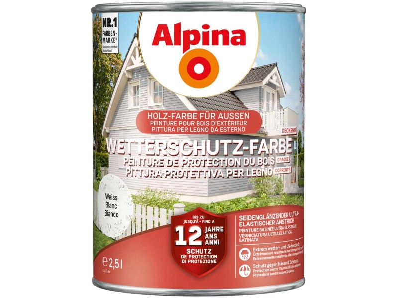 Alpina Peinture de protection du bois opaque DIF Blanc 2,5 l