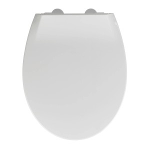 Sedile WC Wenko Syros Family bianco in termoplastica con chiusura rallentata.