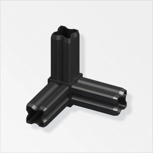 Connecteur d'angle Combitech en plastique noir pour profilés de 23,5 mm.