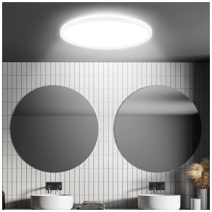 Luminaire de salle de bain LED blanc avec détecteur de mouvement, Ø 42cm, 22W, 3000lm, pour salles de bain et pièces humides.