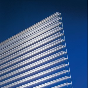 Pannello alveolare trasparente, 200x98cm, spessore 16mm, per coperture in plastica.