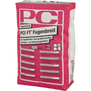Sack PCI FT Fugenbreit Fugenmörtel, zementgrau, für Fliesen- und Klinkerfugen im Innen- und Außenbereich.