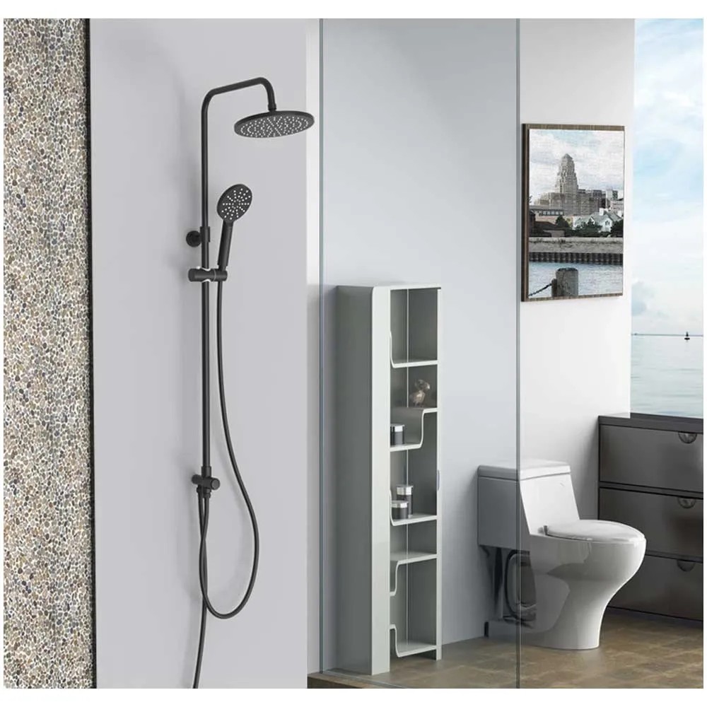 SENSEA Easy Mechanisches Duschsystem Mit Schwenkbarer Kopfbrause & Handbrause – Schwarz Matt, Verstellbar, ACS