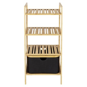 Étagère Ecori à 3 niveaux avec panier cappuccino. Étagère de salle de bain en bambou, env. 35,5x8,2x99,5cm.