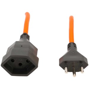 Rallonge orange TD, 10 m, fiche/prise Type12/Type13 pour câbles de rallonge.