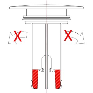 Schizzo: Tappo lavandino, tappo valvola Snap, plastica, nero opaco, Ø 63mm, regolabile in altezza.