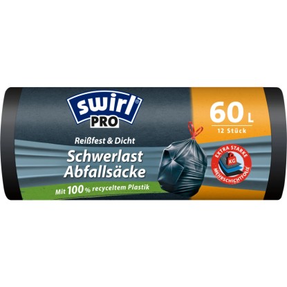 Swirl Schwerlast-Säcke Profi mit Zugband 60 l / 12 Stk.