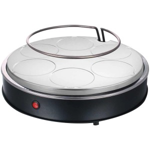 Emerio Pizzaofen Pre-Bake Terracotta für 6 Mini-Pizzen, mit Haube und Schaufeln.