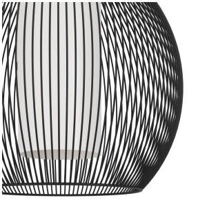 Suspension Eglo Razoni : abat-jour en fil d'acier noir avec cylindre en verre blanc, Ø 32,5 cm.