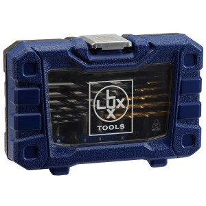 Set di punte e inserti LUX, 36 pezzi in custodia di plastica blu.