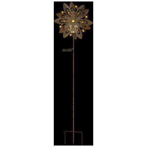 Globo LED solaire couleur rouille en forme de moulin à vent en métal, hauteur 1,24 m, pour jardin et terrasse.