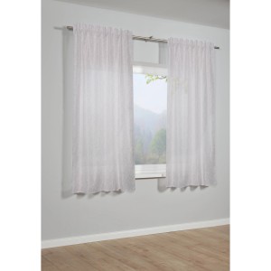 Sciarpa Bennetti naturale con motivo a conchiglia e nastro per tende, semitrasparente, 140x175 cm.