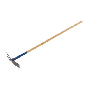 Double houe de jardin LUX avec manche en frêne, outil pour le travail du sol et le désherbage.