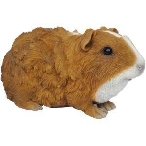 Detailreiche Meerschweinchen-Figur aus Polyresin für die Gartendeko, braun-weiß, 9x16,5x9cm.