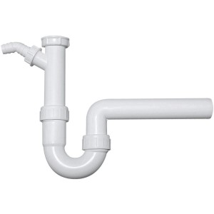 Siphon de cuisine Sanitop-Wingenroth, 38 mm, horizontal, en plastique, avec raccord d'appareil.