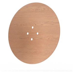 Plaque décorative frêne pour pied de parasol Easy Move Switch, aspect bois, forme ronde.