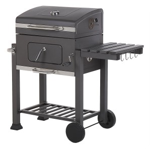 Beliani Barbecue à charbon Pavlof, acier, gris, avec étagère et thermomètre.