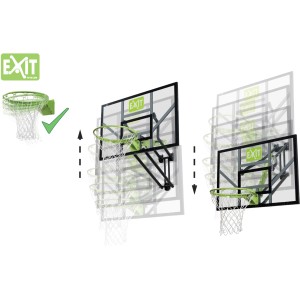 Canestro da basket EXIT Galaxy da parete, regolabile in altezza, con anello da dunk in verde/nero.