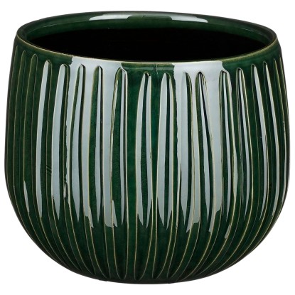 Mica Decorations Topf Pablo Keramik Dunkelgrün Ø 16 cm / Höhe 14 cm