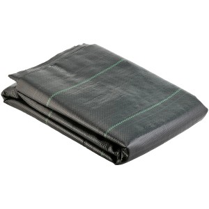 Feutre géotextile noir 5x2m pour la protection contre les mauvaises herbes au jardin.