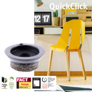 Patin de meuble Wagner QuickClick Slim Ultrasoft, marron, Ø 20 mm. Feutre protège sols des rayures et amortit le bruit.
