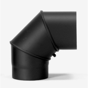 Coude de conduit de fumée noir Firefix 90° avec trappe de visite, Ø 150 mm pour cheminée et poêle.
