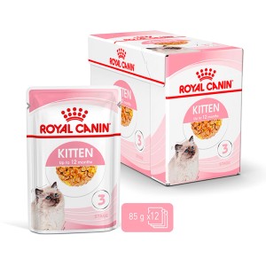 Royal Canin Kitten Nassfutter Gelee, 85g Beutel und 12er Pack für Kätzchen bis 12 Monate.