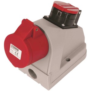 Presa a muro combinata Steffen CEE 16/5 e T25 grigia per esterni.