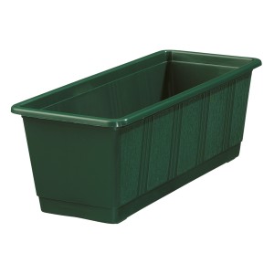 Jardinière standard vert foncé, 14,5x17,5x39 cm, avec structure en bois.