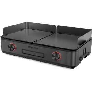 Piastra Severin Plancha PG 8569, grill elettrico con rivestimento in ceramica e due superfici di cottura.