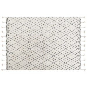 Tapis à poils courts Agadir blanc crème (160x230 cm) avec motif géométrique, en coton.